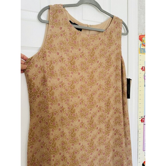 NWT Cynthia Howie Maggi Boutique Maxi Sheath Silk Dress Size 14 Tan Pink - Picture 5 of 12